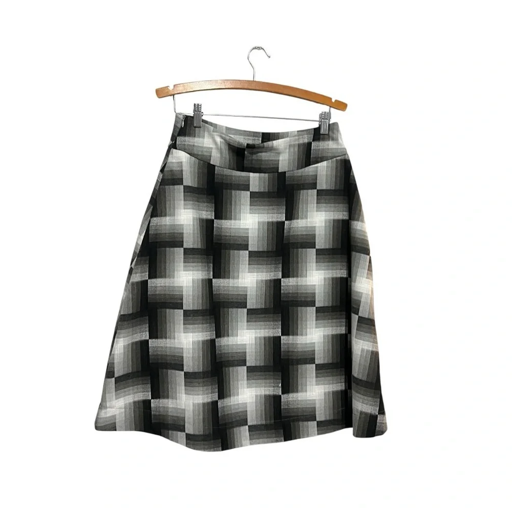 Marjun Skirt A Line Small Medium Black Grey Modest Geometric Office Career